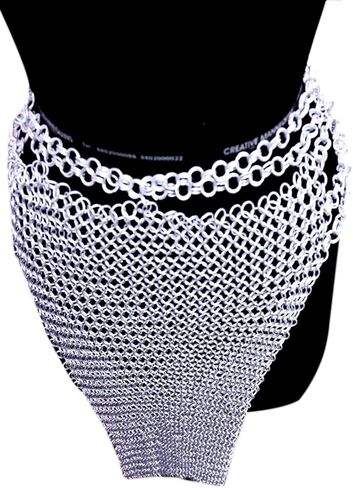 تنورة الورك المصنوعة من الألومنيوم من Chainmail، غلاف درع شبكي معدني فضي للمهرجانات والحفلات التنكرية والزي القوطي in Saudi Arabia