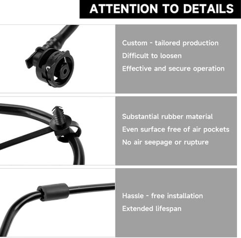 خرطوم تجاوز سائل تبريد المحرك - خرطوم تبريد المشعات لسيارة Mercedes-Benz C300 2015-2018 / C350e 2016-2018 - يستبدل A2055012625 | المطاط الأسود in Saudi Arabia