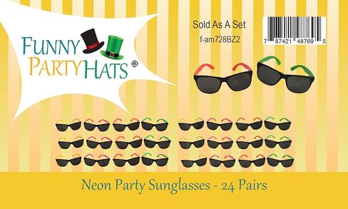 Funny Party Hats Sunglasses in Bulk - Neon Party Sunglasses - 24 Pack - Party Favors - Neon Party Supplies in Saudi Arabia