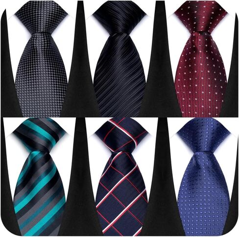 Adulove Men's Necktie Classic Silk Tie Woven Jacquard Neck Ties 6 PCS in Kuwait