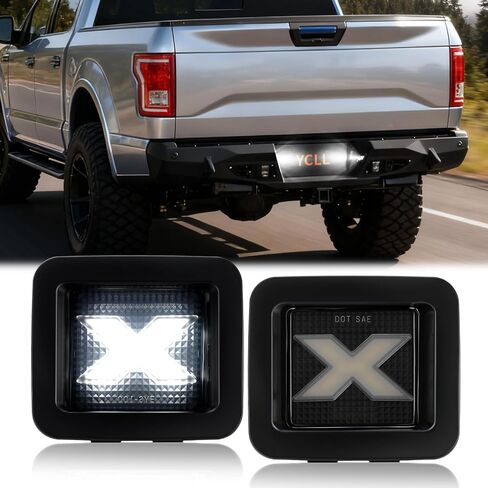 YCLL LED أضواء لوحة الترخيص تناسب Ford F150 2015-2023 F-150 Raptor 2015 Up (في انتظار الحصول على براءة اختراع)، مصد خلفي فائق السطوع على شكل X LED، عدسات مدخنة in Kuwait