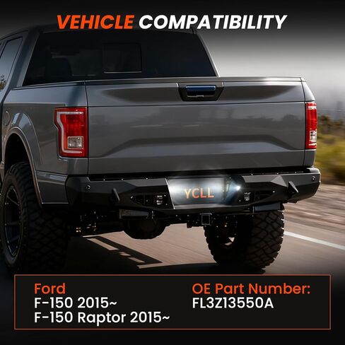 YCLL LED أضواء لوحة الترخيص تناسب Ford F150 2015-2023 F-150 Raptor 2015 Up (في انتظار الحصول على براءة اختراع)، مصد خلفي فائق السطوع على شكل X LED، عدسات مدخنة in Kuwait
