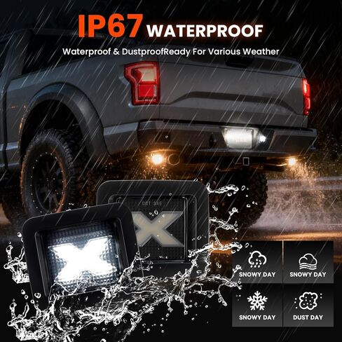 YCLL LED أضواء لوحة الترخيص تناسب Ford F150 2015-2023 F-150 Raptor 2015 Up (في انتظار الحصول على براءة اختراع)، مصد خلفي فائق السطوع على شكل X LED، عدسات مدخنة in Kuwait