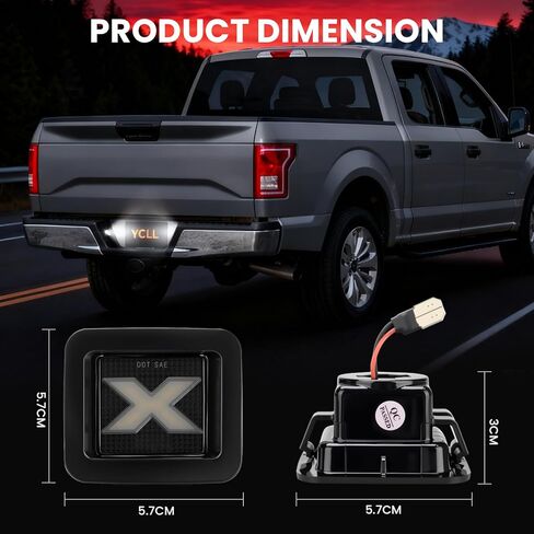 YCLL LED أضواء لوحة الترخيص تناسب Ford F150 2015-2023 F-150 Raptor 2015 Up (في انتظار الحصول على براءة اختراع)، مصد خلفي فائق السطوع على شكل X LED، عدسات مدخنة in Kuwait
