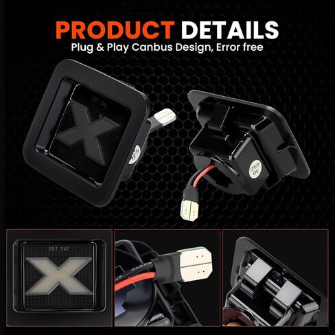 YCLL LED أضواء لوحة الترخيص تناسب Ford F150 2015-2023 F-150 Raptor 2015 Up (في انتظار الحصول على براءة اختراع)، مصد خلفي فائق السطوع على شكل X LED، عدسات مدخنة in Kuwait