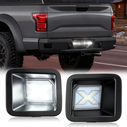 YCLL LED أضواء لوحة الترخيص تناسب Ford F150 2015-2023 F-150 Raptor 2015 Up (في انتظار الحصول على براءة اختراع)، مصد خلفي فائق السطوع على شكل X LED، عدسات مدخنة in Kuwait