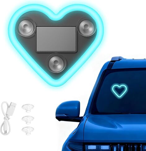 Car LED Ambient Light, Car Triangle Window Solar-Powered Heart Shaped Atmosphere Light with 5 Switchable Lighting Modes, Romantic Gift for Thanksgiving, Christmas, Date Night (Pink, 2pcs) in Saudi Arabia