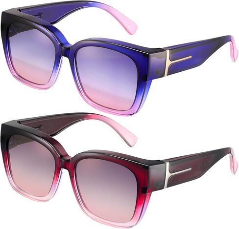 JATEBI 2 Pack Polarized Fit Over Glasses Sunglasses for Women Men Trendy Oversized Wear Over Sun Glasses with UV400 Protection in Kuwait