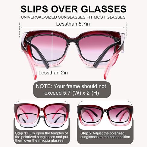 JATEBI 2 Pack Polarized Fit Over Glasses Sunglasses for Women Men Trendy Oversized Wear Over Sun Glasses with UV400 Protection in Kuwait