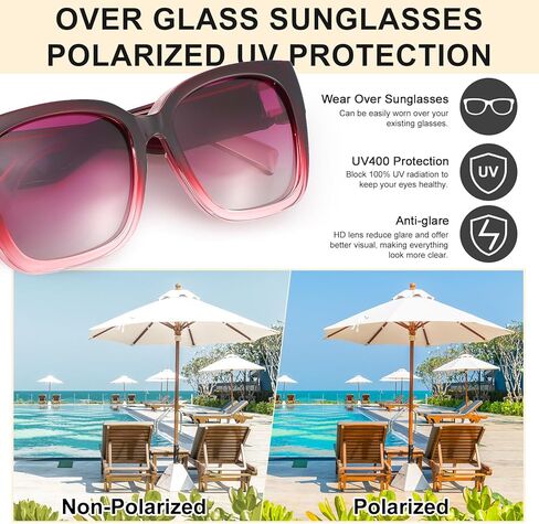 JATEBI 2 Pack Polarized Fit Over Glasses Sunglasses for Women Men Trendy Oversized Wear Over Sun Glasses with UV400 Protection in Kuwait