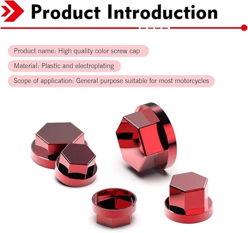 30 PCS Screw Cap Covers, Hexagon Metal Bolt Caps Waterproof, Decorative Engine Nut Covers, Universal for Most Motorcycles (Red) in Kuwait