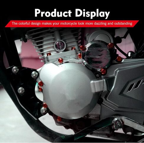 30 PCS Screw Cap Covers, Hexagon Metal Bolt Caps Waterproof, Decorative Engine Nut Covers, Universal for Most Motorcycles (Red) in Kuwait