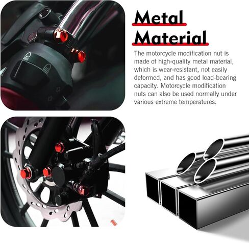30 PCS Screw Cap Covers, Hexagon Metal Bolt Caps Waterproof, Decorative Engine Nut Covers, Universal for Most Motorcycles (Red) in Kuwait