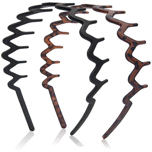 Zig Zag Headbands for Women Men, Non-slip Plastic Wavy Headband with Teeth Comb Hairbands Classic 90s Hair Accessories 2pcs in Saudi Arabia