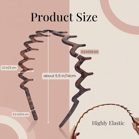 Zig Zag Headbands for Women Men, Non-slip Plastic Wavy Headband with Teeth Comb Hairbands Classic 90s Hair Accessories 2pcs in Saudi Arabia