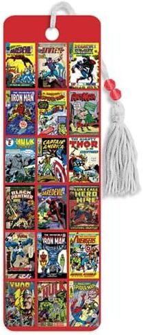 مجموعة الإشارات المرجعية Retro Marvel - حزمة تحتوي على 3 إشارات مرجعية تتميز بملصقات Spiderman وAvengers Plus | اللوازم المدرسية للكتاب الهزلي من Marvel للأولاد والأطفال والمراهقين والبالغين in Saudi Arabia