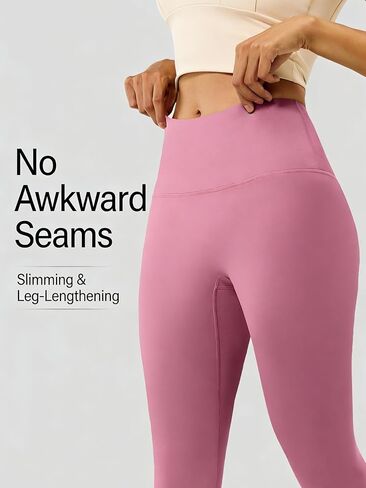 High Waisted Naked Feeling Workout Leggings - Buttery Soft No Front Seam Yoga Pants in Saudi Arabia