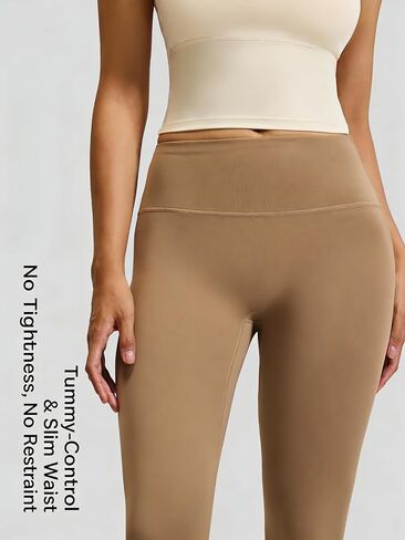 High Waisted Naked Feeling Workout Leggings - Buttery Soft No Front Seam Yoga Pants in Saudi Arabia