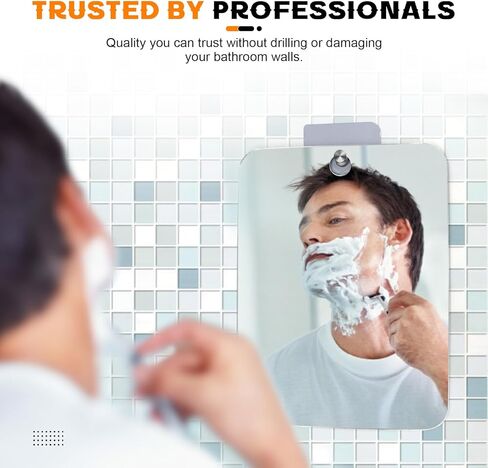 Fogless Shower Mirror for Shaving, Hanging Anti-Fog Bathroom Grooming Mirror, 12 x 10 Inch Shatterproof Acrylic, No-Drill Adhesive Wall Mount for Tile RV Gym in Saudi Arabia