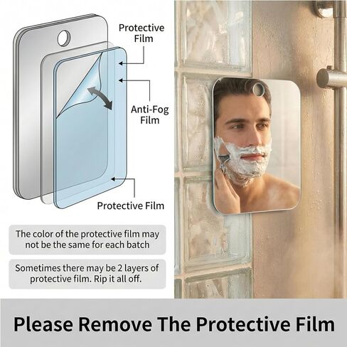 Anti Fog Shower Mirror Fogless for Shaving 5.1×6.7 Inch Shatterproof Shower Shave Mirror for Men No Fog Free Holder Small Wall Mounted Bathroom Accessories in Saudi Arabia