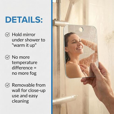 Anti Fog Shower Mirror Fogless for Shaving 5.1×6.7 Inch Shatterproof Shower Shave Mirror for Men No Fog Free Holder Small Wall Mounted Bathroom Accessories in Saudi Arabia