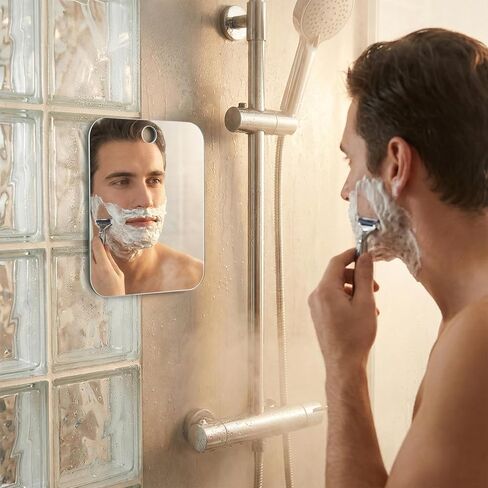 Anti Fog Shower Mirror Fogless for Shaving 5.1×6.7 Inch Shatterproof Shower Shave Mirror for Men No Fog Free Holder Small Wall Mounted Bathroom Accessories in Saudi Arabia