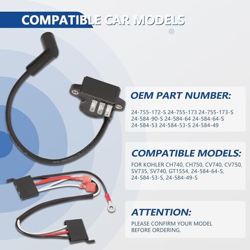 DSAI Ignition Coil for Kohler CH740 CH750 CV740 CV750 SV735 SV740 Twin Cylinder Engine, Replace 24-584-63-S 24-584-89-S 24-584-52-S 24-584-64-S 24-584-53-S 24-584-49-S, 2 Pack in Kuwait