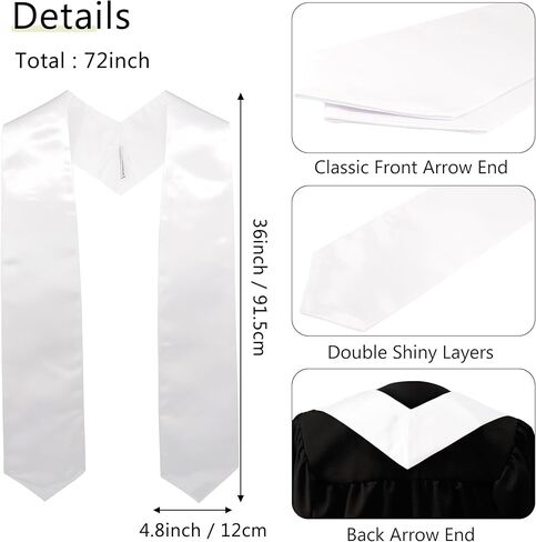 GraduationMall 12 Pieces 72 Inch Plain Graduation Stole Bulk Sublimation Blank Honor Graduation Sash Unisex Adult in Saudi Arabia