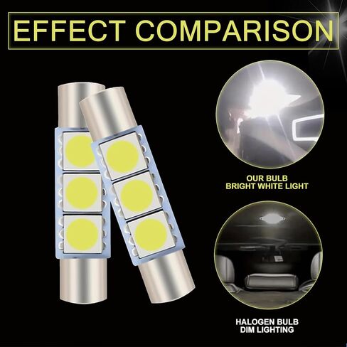 10 PCS 28 mm LED Light, 12 V 300 LM High Brightness Waterproof Compact Bulb, 6614F 6612F Plug and Play Reading Light Dome Light Sunshade Makeup Light, for Cars Internal Lighting Bulb (White) in Kuwait