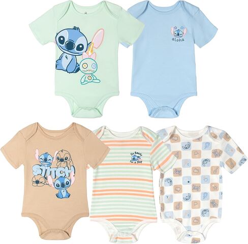 Disney Mickey Mouse Lion King Winnie the Pooh Pixar Toy Story Finding Nemo Baby 5 Pack Bodysuits Newborn to Infant in Kuwait