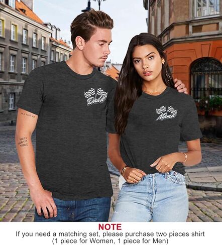 Racing Birthday Party Matching Shirt Mom and Dad Car Racer Couple T Shirt Checkered Flag Short Sleeve Tee Tops in Saudi Arabia