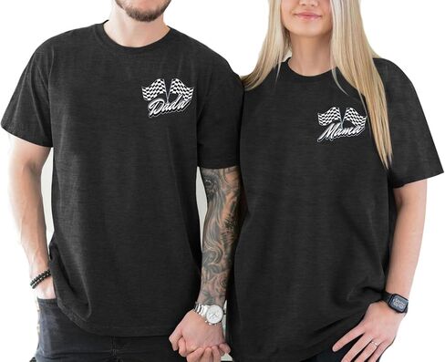 Racing Birthday Party Matching Shirt Mom and Dad Car Racer Couple T Shirt Checkered Flag Short Sleeve Tee Tops in Saudi Arabia