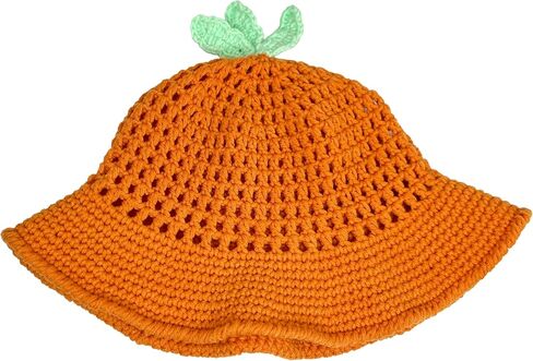 Carrot Crochet Hat Cute Slouchy Bucket Hat and Chunky Cuff Beanie Orange Winter Knit Hat for Women in Kuwait