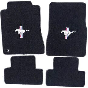 ACC Mats Compatible with 2005-2009 Ford Mustang - 4 PC Black Carpet Floor Mat Set w/Pony Tri-Bar Logo on Front Mats in Kuwait
