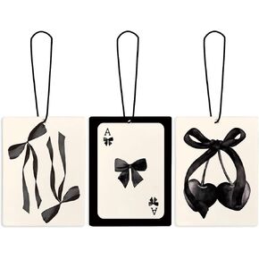 Cute Preppy Cherry Bow Trendy Car Air Freshener Hanging 3Pcs, Preppy Coquette Black Bow Air Freshener for Cars Closet Drawer or Books, Funny Car Accessories Mirror Decor for Women in Kuwait