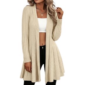 Long Draped Ribbed Peplum Cardigans for Women 2025, Open Front Long Sleeve Knit Sweater, Fall Sweaters for Women Trendy in Kuwait
