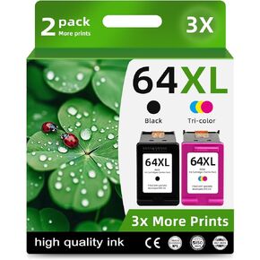 64XL Ink Cartridges Black Color Combo Replacement for HP Ink 64 XL Fit for HP64xl 7855 7155 7858 7120 Envy 7955e 7158 6255 6252 6232 7164 Tango X Printers in Kuwait