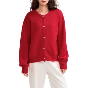 Women's Button Down Cardigans Sweater Solid Color Longsleeve Crew Neck Knitted Shirt Fall Top in Kuwait