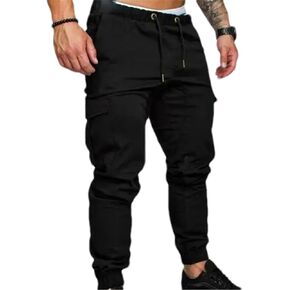 Men's Casual Jogging Solid Color Pocket Pants Sports Trousers Street Hip Jogging in Saudi Arabia