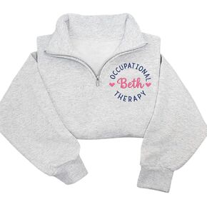Chillever Personalized Embroidered Occupational Therapy Quarter Zip Sweatshirt, Custom Name on Sleeve with Heart, Personalized Gift for Occupational Therapist, Student Graduation Gifts in Kuwait