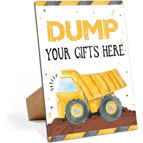 Construction Birthday Party Sign, Dump Gifts Here Sign, Construction Party Decorations, 8×11 Wooden Play Sign with Stand, Construction Birthday Party Supplies, Birthday Party Decorations - LP001 in Kuwait
