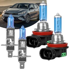 مناسب لسيارة Kia Forte 2014 2015 2016، H1 H11 مصابيح أمامية عالية الشعاع منخفضة، مجموعة مصابيح إضاءة بيضاء رائعة 6000LM 5100K عالية الأداء، أداء عالٍ، حزمة من 4 قطع in Kuwait