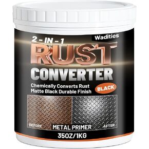 محول الصدأ 2 في 1 وبطانة معدنية، طلاء مانع للصدأ أسود غير لامع سعة 1 جالون للمعادن، مصلح وختم الصدأ للسيارات، طلاء مقطورة مقاوم للحرارة للهيكل والإطار والبحرية والصناعية in Kuwait