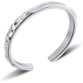 Hammered Adjustable Ring for Women - Sterling Silver Open Statement Ring, Stackable Fashion Jewelry with Textured Pattern, Unique Hammered Design in Kuwait