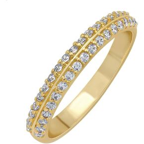 14K Yellow Gold Plated Simulated Diamond Double Row Half Eternity Wedding Band For Women - Size 9 April Birthstone Ring - Gifts For Her in Saudi Arabia