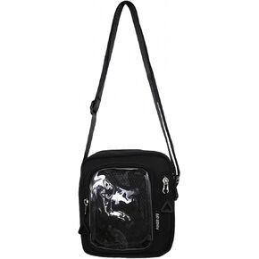 حقيبة كروس سوداء صغيرة من ita للنساء، محافظ kawaii kpop تعرض دبوسًا مع الكثير من الجيوب، حقائب كروس لطيفة خفيفة الوزن من النايلون، هدايا للسيدات in Kuwait