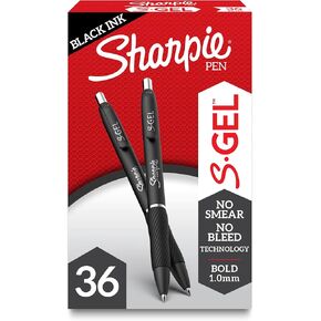 Sharpie S Gel Pens, Bold Point, 1.0 mm, Black Barrel, Black Ink, Pack Of 36 Pens in Kuwait
