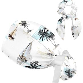 Scrub Caps Working Surgical Cap Nurse Hats with Hair Scrunchy Adjustable Tie Back Hat Women Men Summer Watermelon in Kuwait