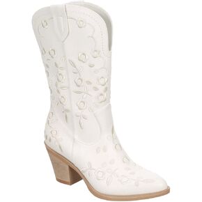 Limelight Kimura - حذاء نسائي طويل من الجلد الصناعي سهل الارتداء لراعية البقر باللون الأبيض، مقاس 10.0 متوسط ​​العرض in Kuwait