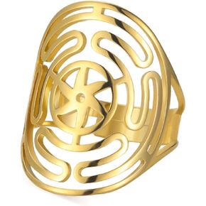 Amaxer Adjustable Wheel of Hecate Ring for Women Stainless Steel Ancient Greek Wicca Symbol Jewelry in Kuwait